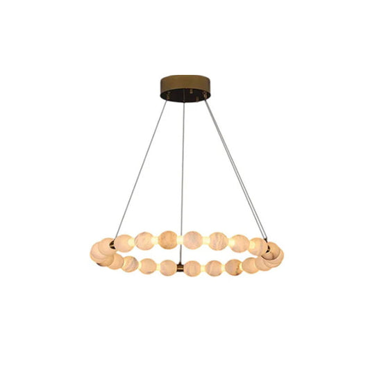Pearl Alabaster Necklace Round Chandelier 20in 24in 31in 40in | Single Ring