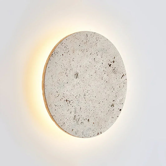 Round Natural Travertine Wall Lamp