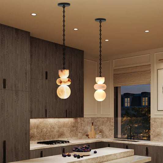 6" Wide Multi Light LED Pendant Light Fixtures white alabaster indoor lighting