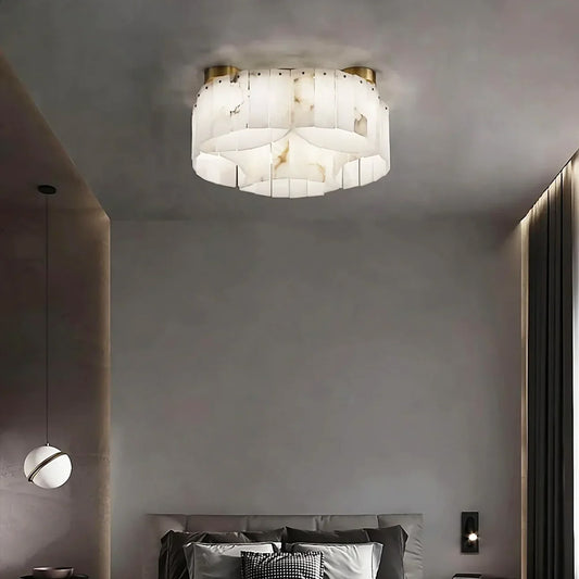 Alabaster Modern Brass Ceiling Lamp Dia 55cm x H 22.5cm ∅ 21.7″ x H 8.9″ Gold