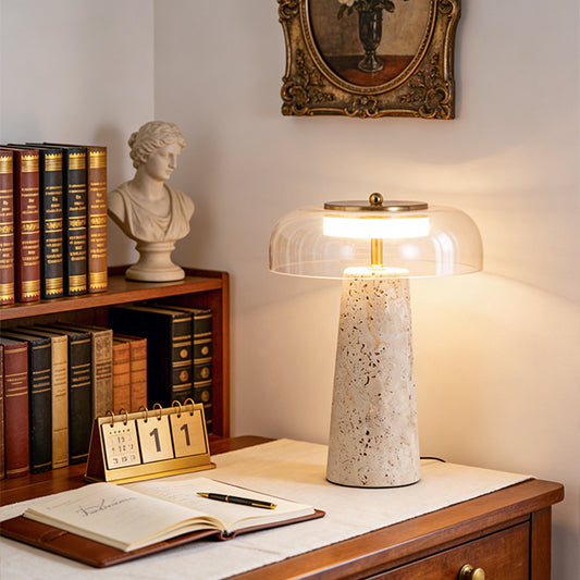 Yellow travertine table lamp