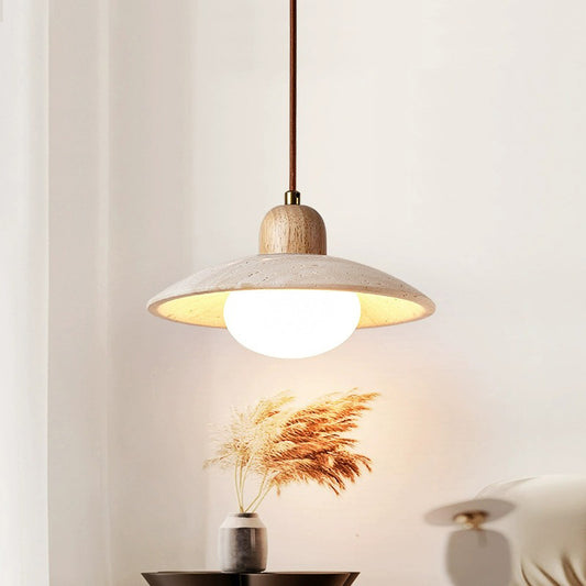 Solid Wood Travertine Linear Chandelier