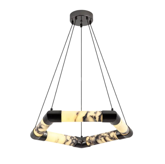 Pentagonal Marble-Patterned Chandelier