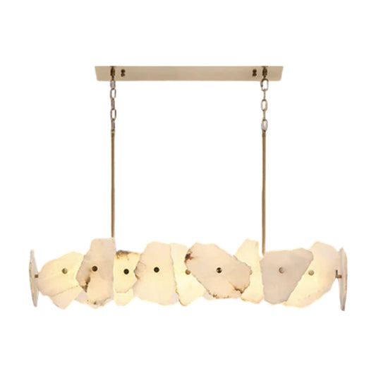 Luxury Irregular White Alabaster Rectangle Long Chandelier Wide 60/80/100/120CM Brass Frame