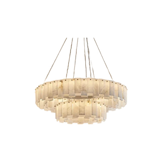 Double-layer Alabaster Chandelier D31.5"