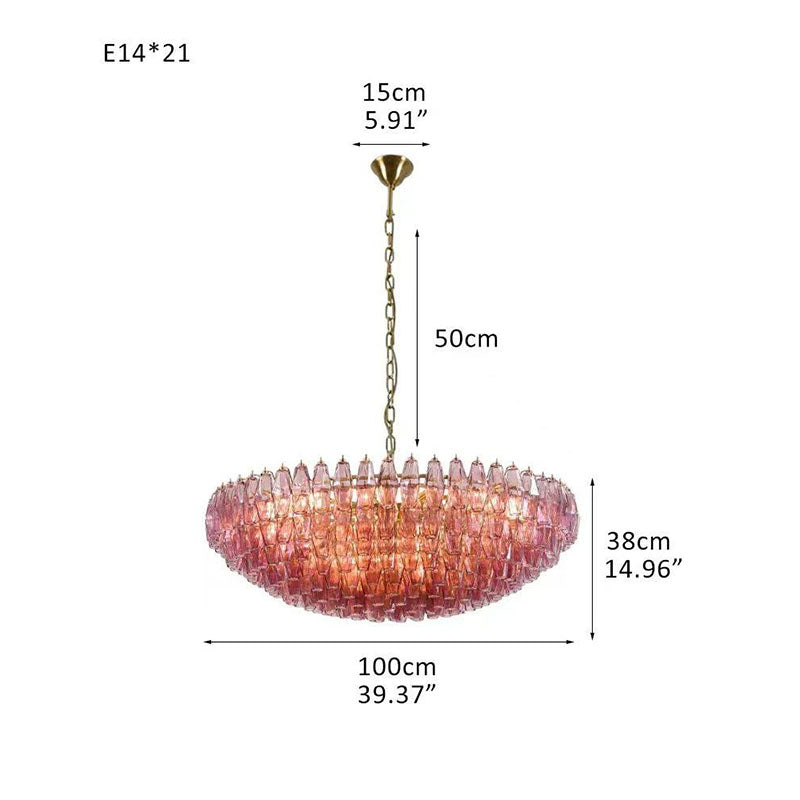Transparent Glass Round Chandelier 24"31"40" Purple Dia 100cm x H 38cm ∅ 39.37″ x H 14.96"