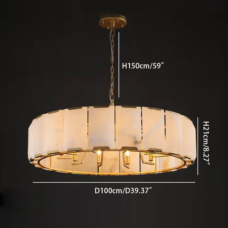 Round Alabaster Chandelier For Living Room Brass Diameter 39.37 inches * Height 8.27 inches Diameter 100 cm * Height 21 cm