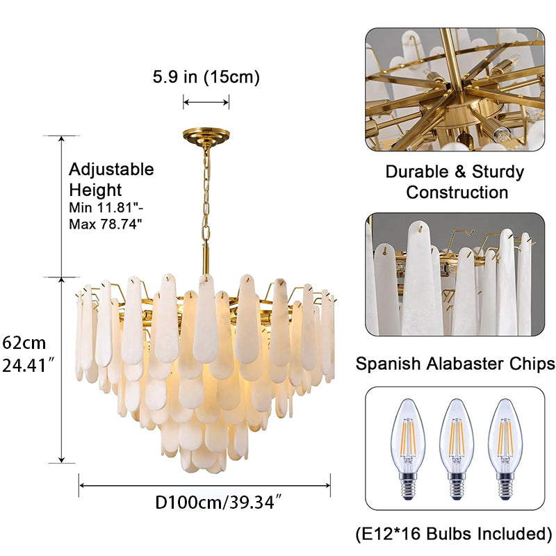 D31.5 in Modern Feathery Round Chandelier Diameter 39.34 inches * Height 24.41 inches Diameter 100 cm * Height 62 cm