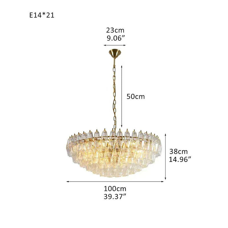 Transparent Glass Round Chandelier 24"31"40" Transparent Dia 100cm x H 38cm ∅ 39.37″ x H 14.96"
