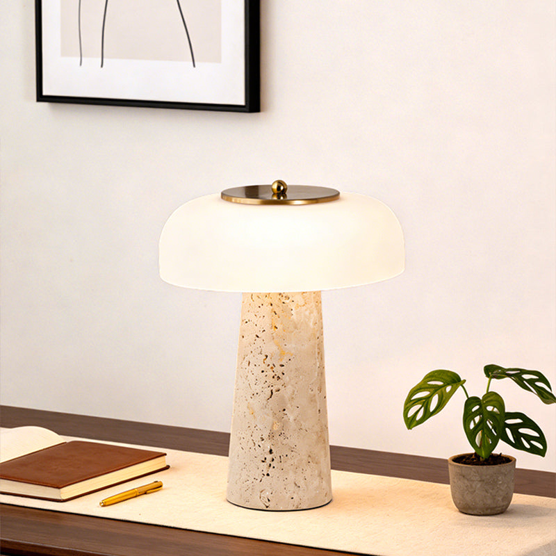 Yellow travertine table lamp