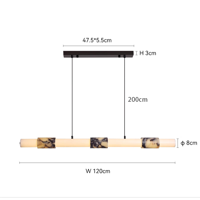 Designer-designed electroplated marble chandelier, L47.24" Black L47.24"