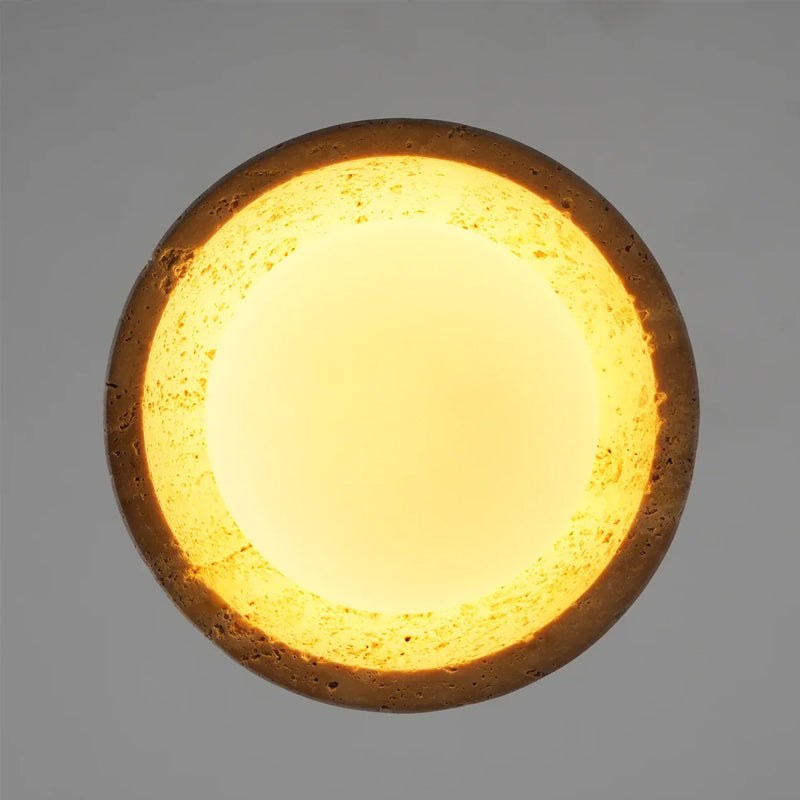 Travertine Glass Semicircle Pendant Light