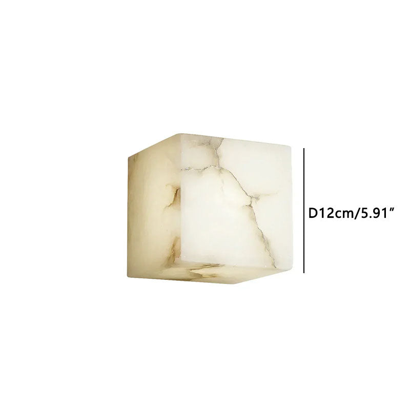 Modern Cube Square Alabaster Wall Sconce White Dia 12cm x H 12cm ∅ 5.91″ x H 5.91″