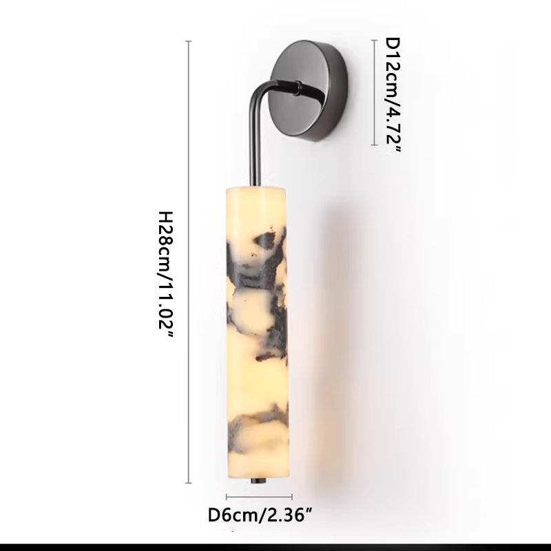 Candlestick Wall Lamp Black Dia 6 cm x H 28 cm ∅ 2.36″ x H 11.02″