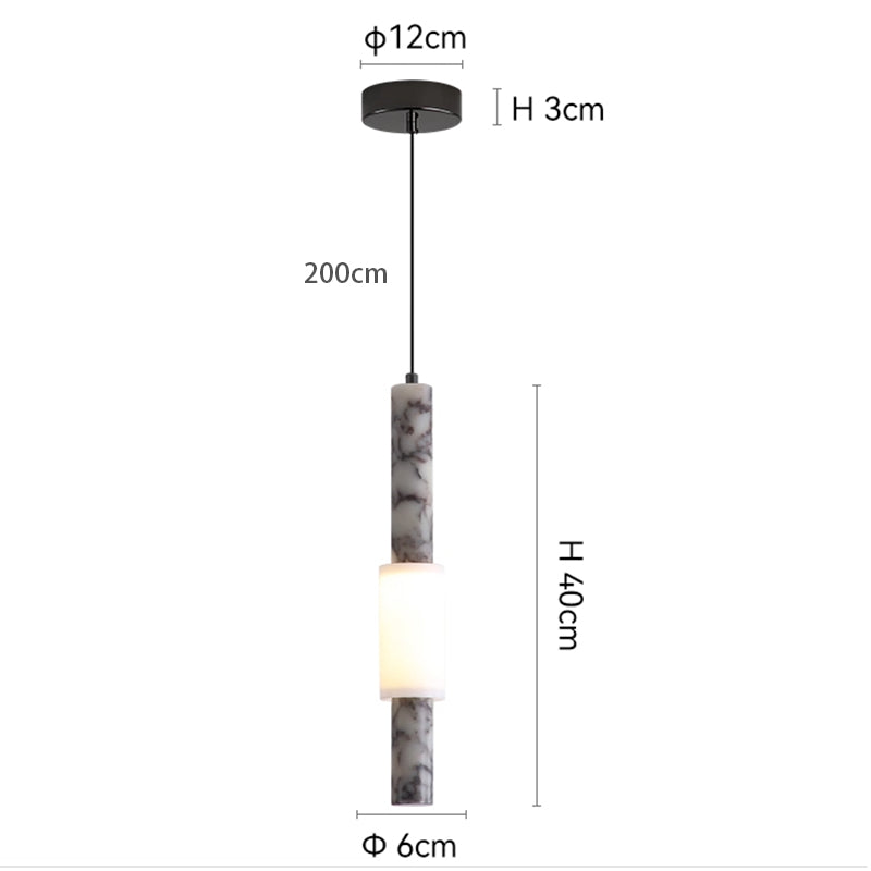 Natural marble bedside pendant lamp Black D2.36" D6cm