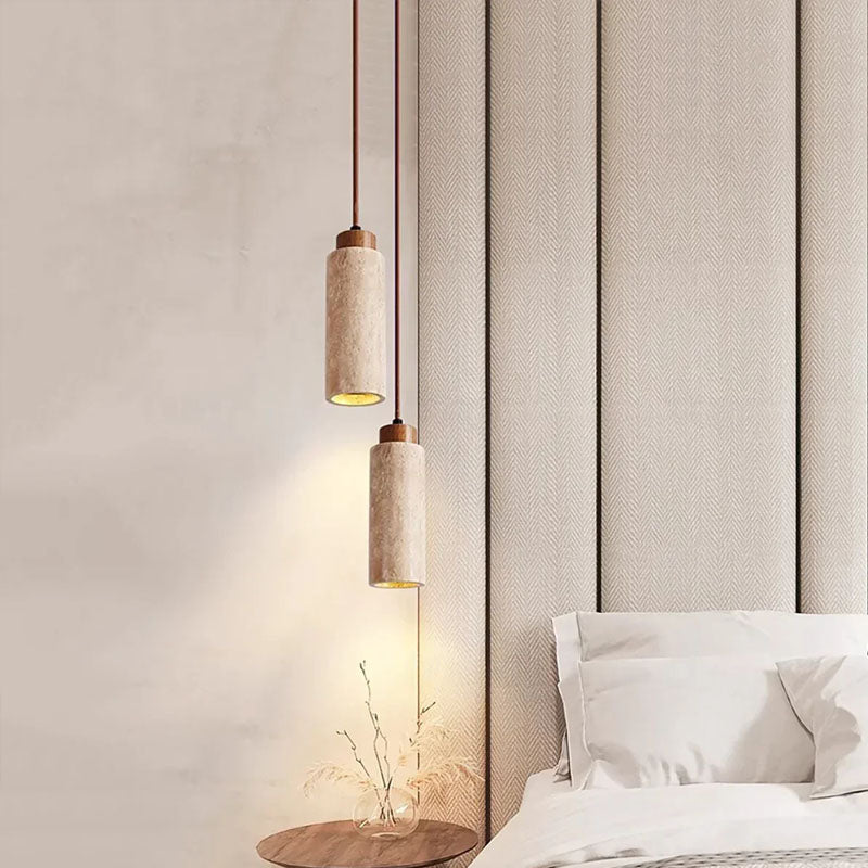 Square Round Travertine Pendant Lamp