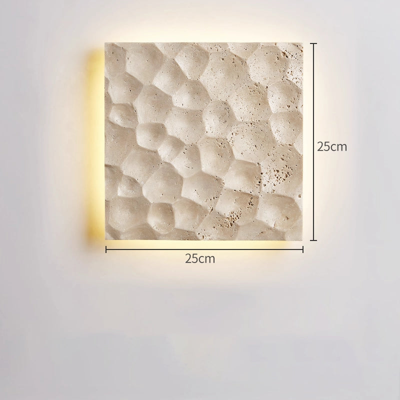 Square LED Wall Lamp Yellow Travertine Living Room Wall Lamp Yellow D9.84"