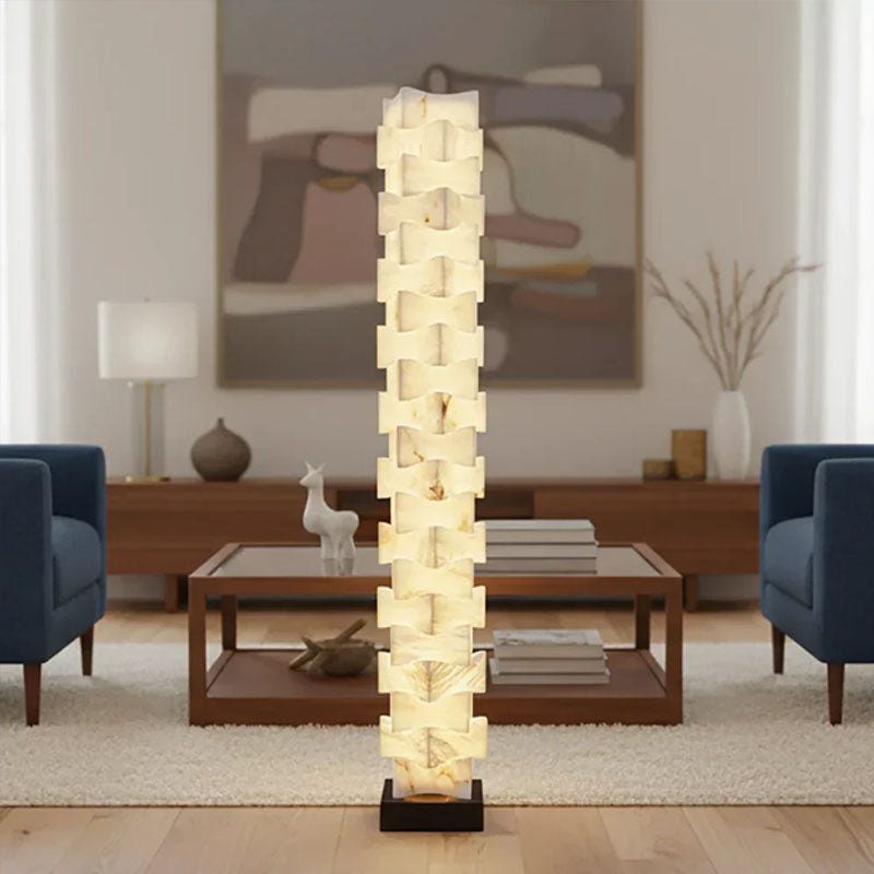 Irregularly Shaped AAlabaster Floor Lamp