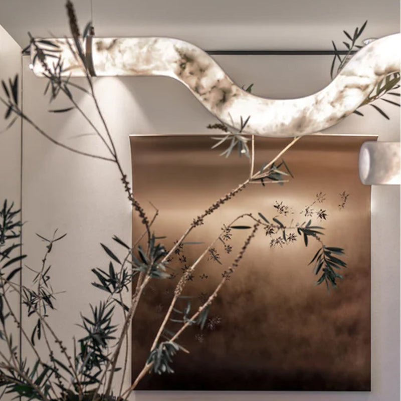 Minimalist Long Cord Ceiling Pendant Alabaster Lighting | 120/150cm Length