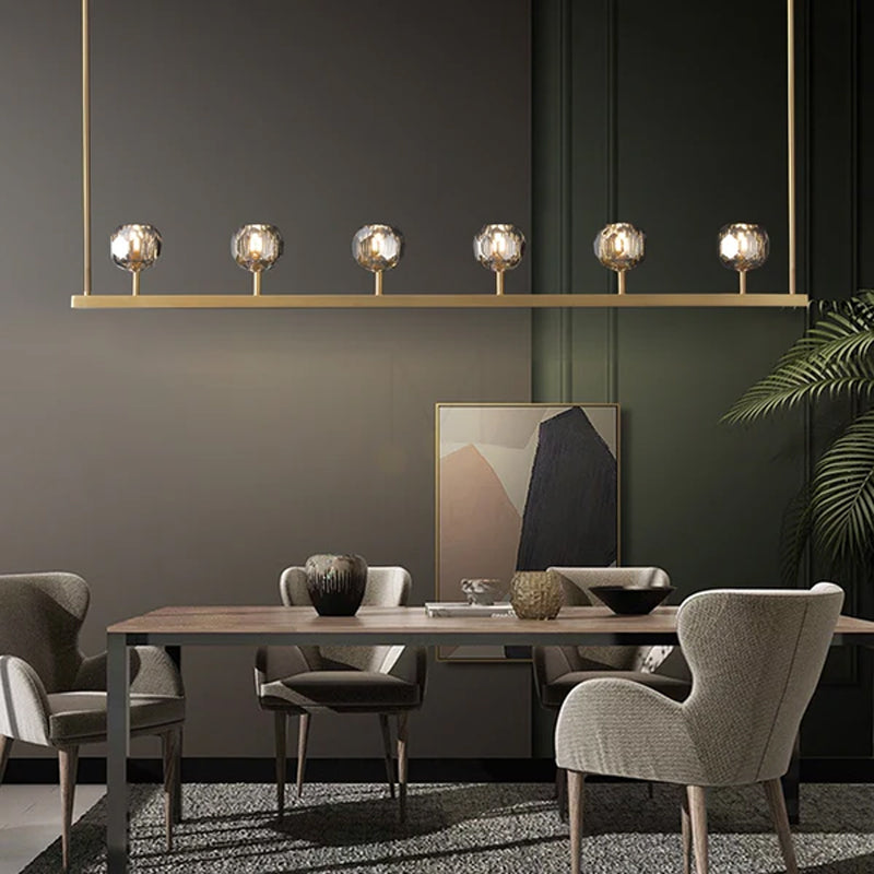 Kristal Ball Linear Crystal Chandelier, Dining Table Lamp, Kitchen Island Lamp