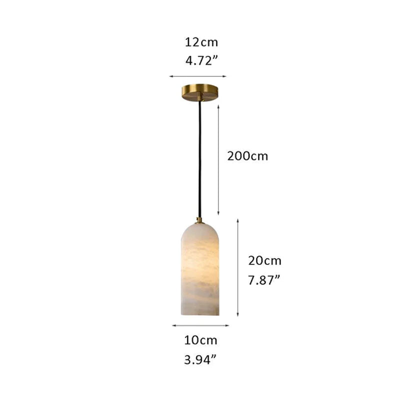 Moonshade Glow Natural Marble Pendant Lamp 1-bulb Brass D3.94"