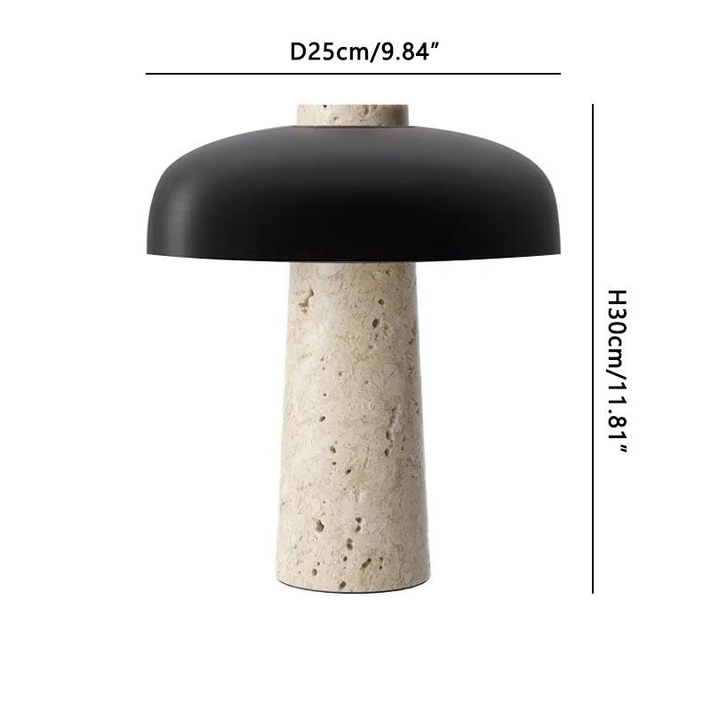 Natural Travertine Nordic Design Wabi Sabi Style Bedroom Table Lamp Dia 25 cm x H 30 cm Dia 9.84 x H 11.81 inch