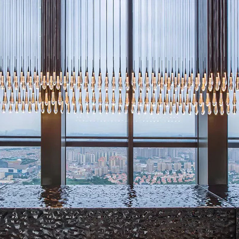 Solitaire Glass Linear Chandelier Lighting 37'' 50'' 70'' 87"W 120"W 160Heads Dia 305 cm x H 50 cm ∅ 120″ x W 20″