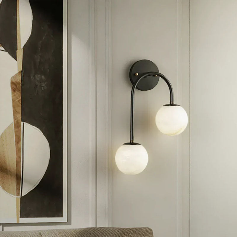 Modern Luxury Pietro Alabaster Wall Lamp Black Dia 30cm x H 45cm ∅ 11.8″ x H 17.7"