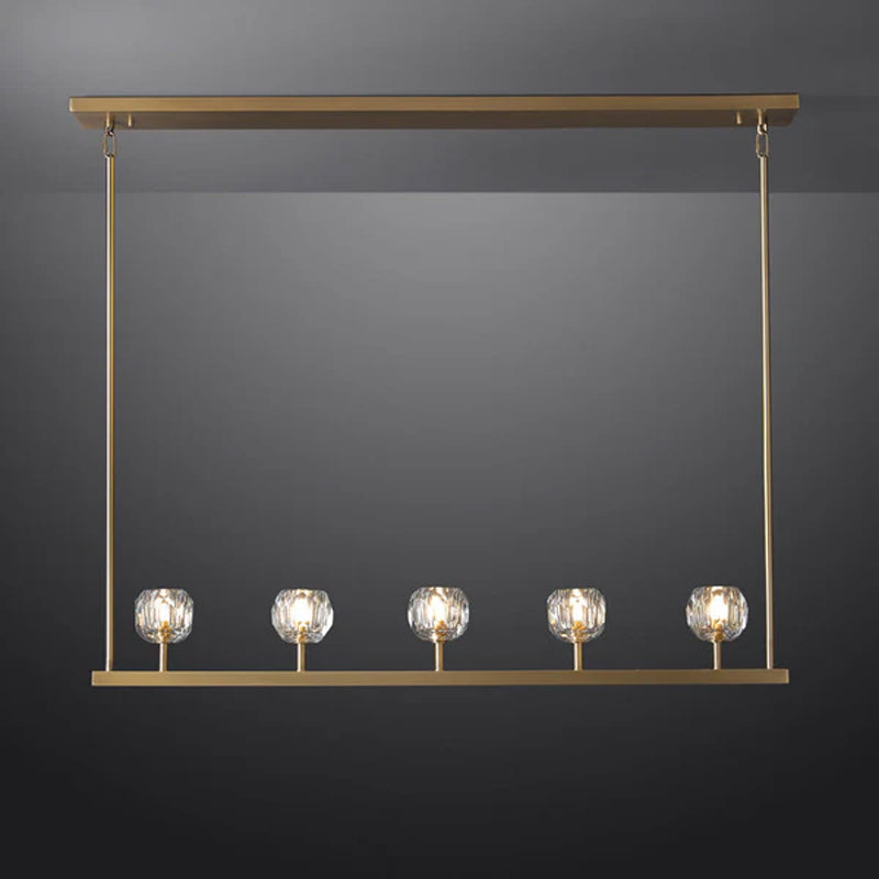Kristal Ball Linear Crystal Chandelier, Dining Table Lamp, Kitchen Island Lamp Brass Linear:48'' 6000K