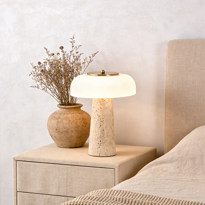 Yellow travertine table lamp