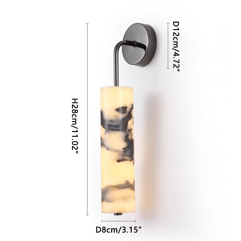 Candlestick Wall Lamp Black Dia 8 cm x H 28 cm ∅ 3.15″ x H 11.02″