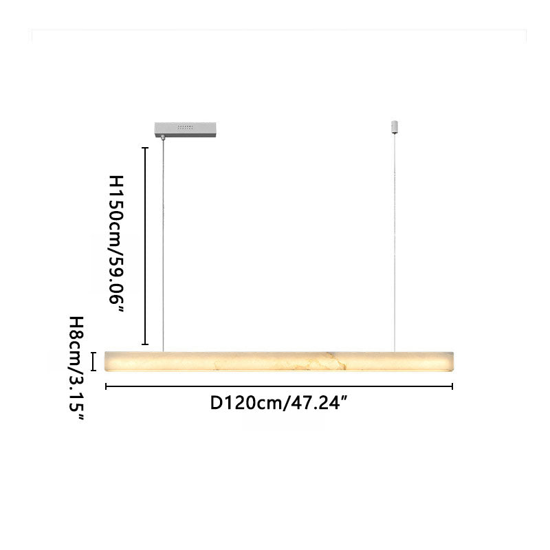 Long Strip Alabaster Chandelier Nickel Dia 120 cm x H 8 cm ∅ 47.24″ &nbsp;x H 3.15″