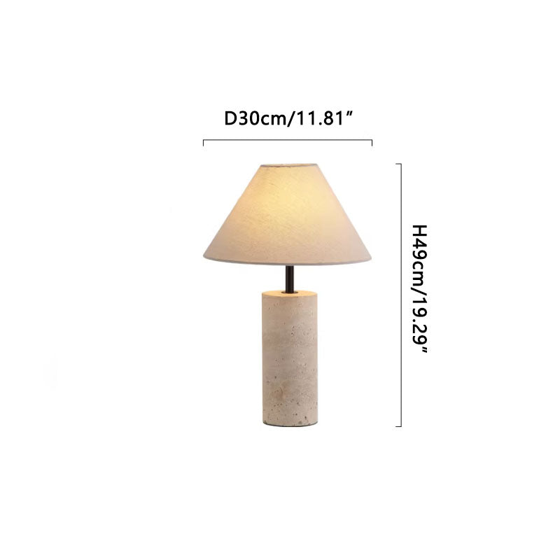 Yellow travertine table lamp with white lampshade Light brown