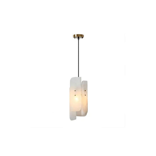 Traditional Vintage Rectangular Marble Piece 1-Light Pendant Light Wide 6" For Living Room