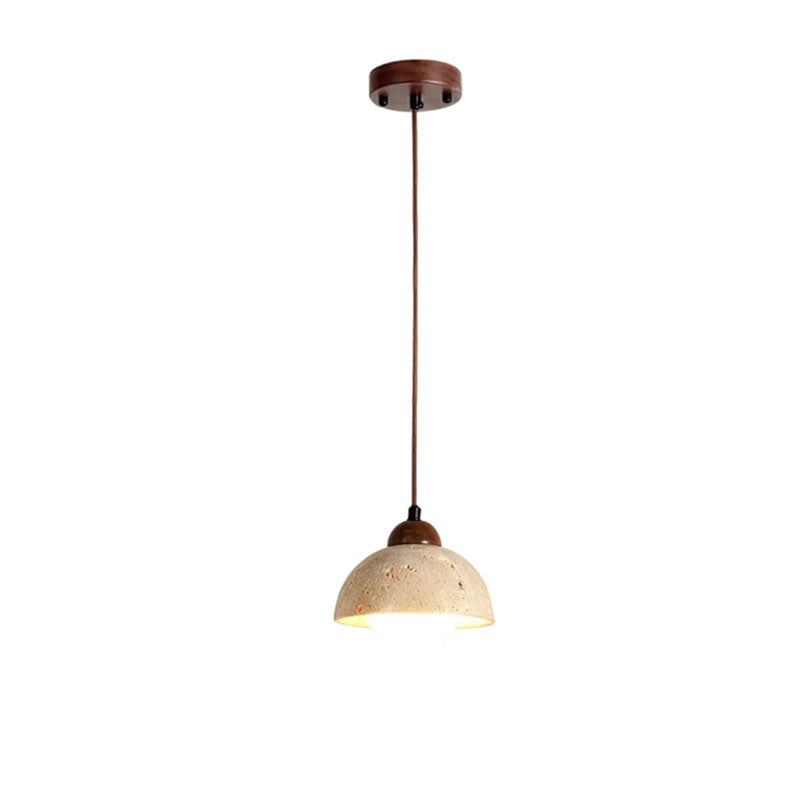 Travertine Glass Semicircle Pendant Light