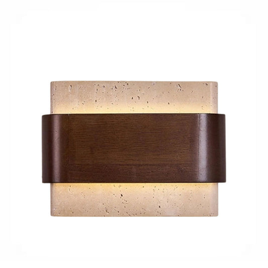 Solid Wood Yellow Travertine Wall Lamp