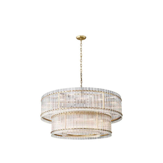 San Marco 2-tier Luxury Round Crystal Chandelier 48" in Antiqued Brass/Black Steel