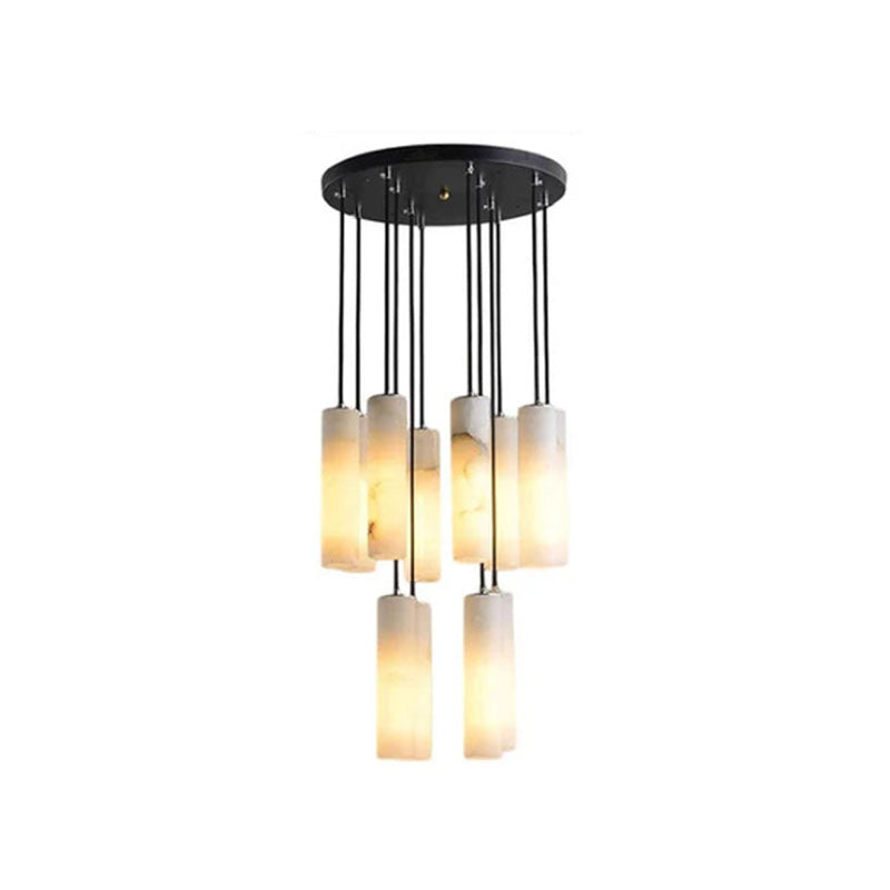 Elegant Lighting Linear Nature Stone 2" Wide Alabaster Chandelier Black Indoor Lighting