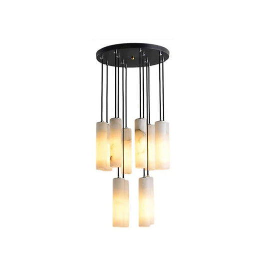 Elegant Lighting Linear Nature Stone 2" Wide Alabaster Chandelier Black Indoor Lighting