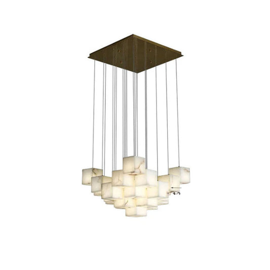 1/6/9/12/18/36-light G9 Alabaster Cluster Ceiling Pendant Lamp with Square Cube Design