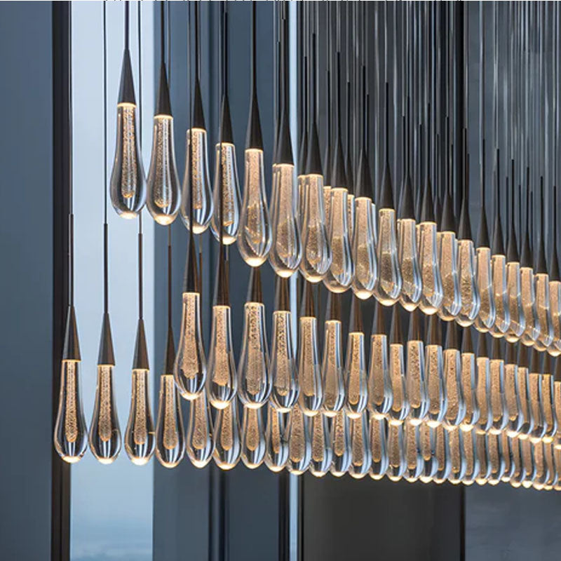 Solitaire Glass Linear Chandelier Lighting 37'' 50'' 70'' 87"W 120"W 120Heads Dia 305 cm x H 50 cm ∅ 120″ x W 20″