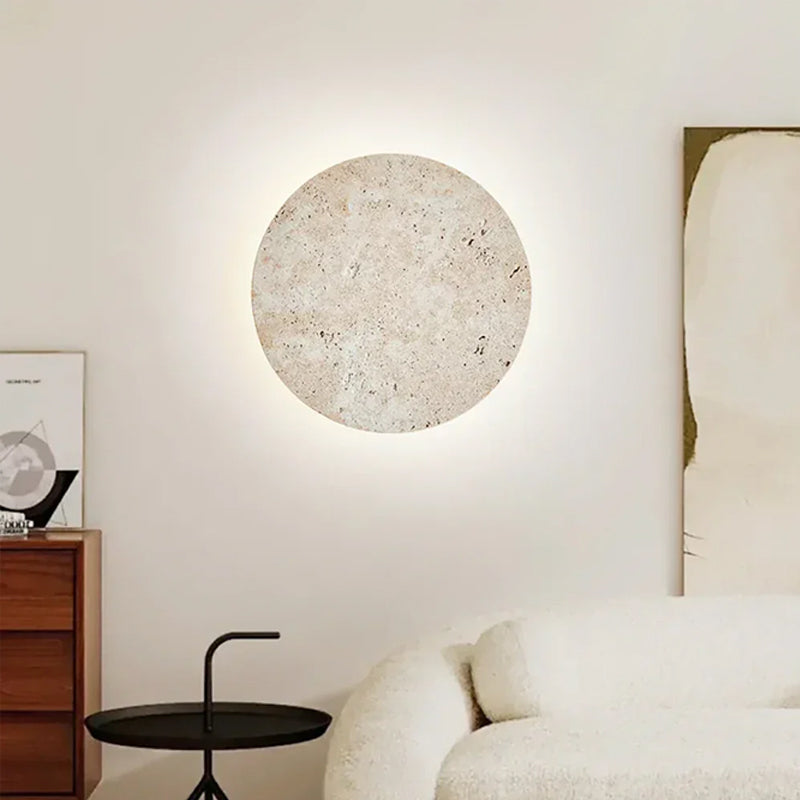 Round Natural Travertine Wall Lamp
