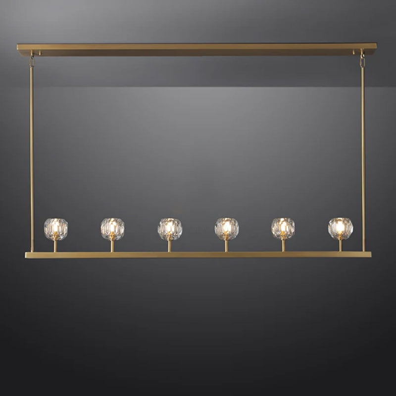 Kristal Ball Linear Crystal Chandelier, Dining Table Lamp, Kitchen Island Lamp Brass Linear: 60''