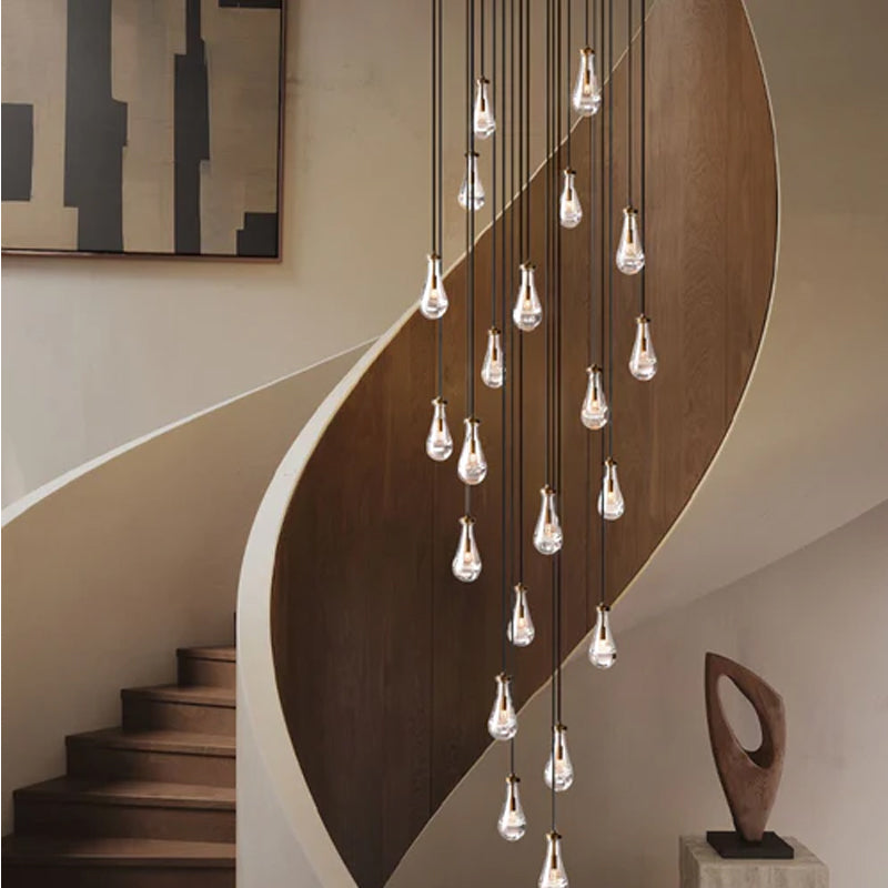 Modern Floating Crystal Raindrop Rectabgular Chandelier Wide 72" for Dining Room