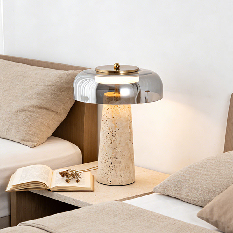 Yellow travertine table lamp