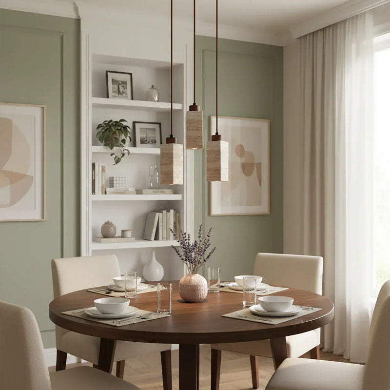 Square Round Travertine Pendant Lamp
