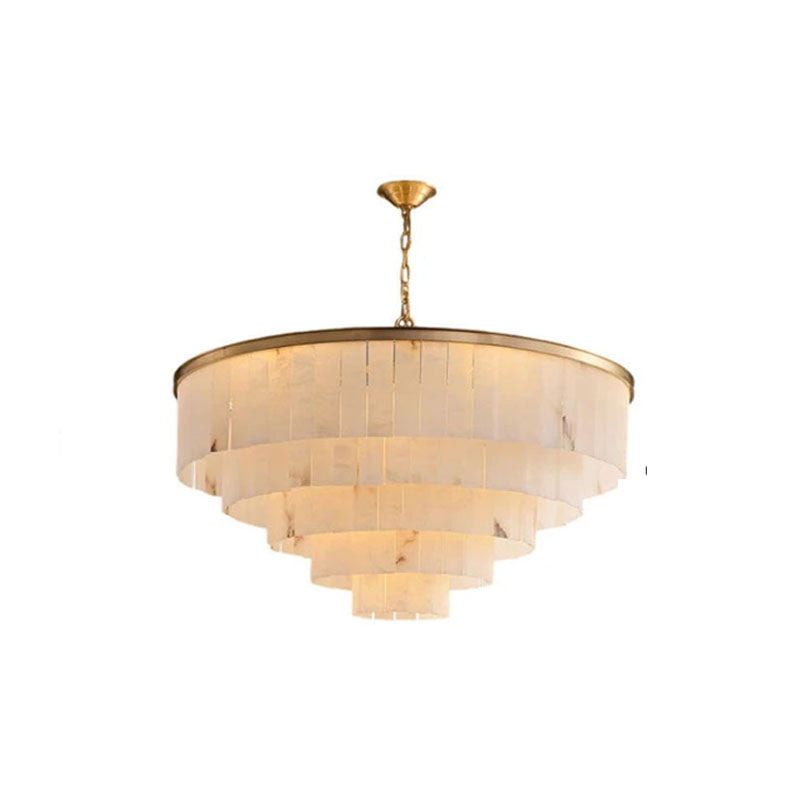 2 Tier Alabaster Chandelier lamp 120CM in brass for dining room