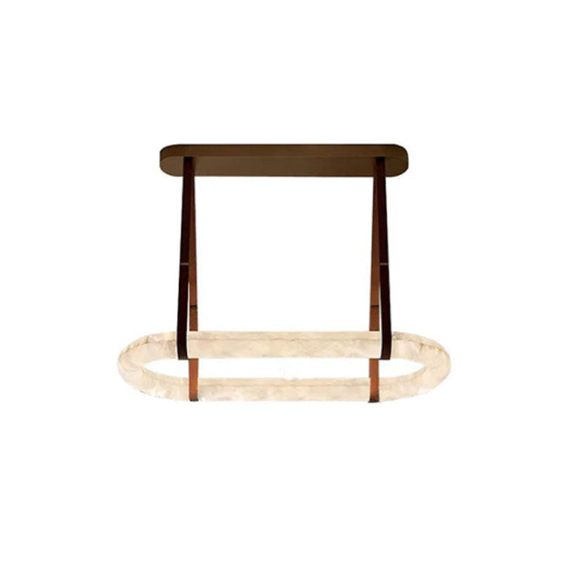 Oval Alabaster LED Large Pendant lamp with adjustable leather, Dia 16/24"