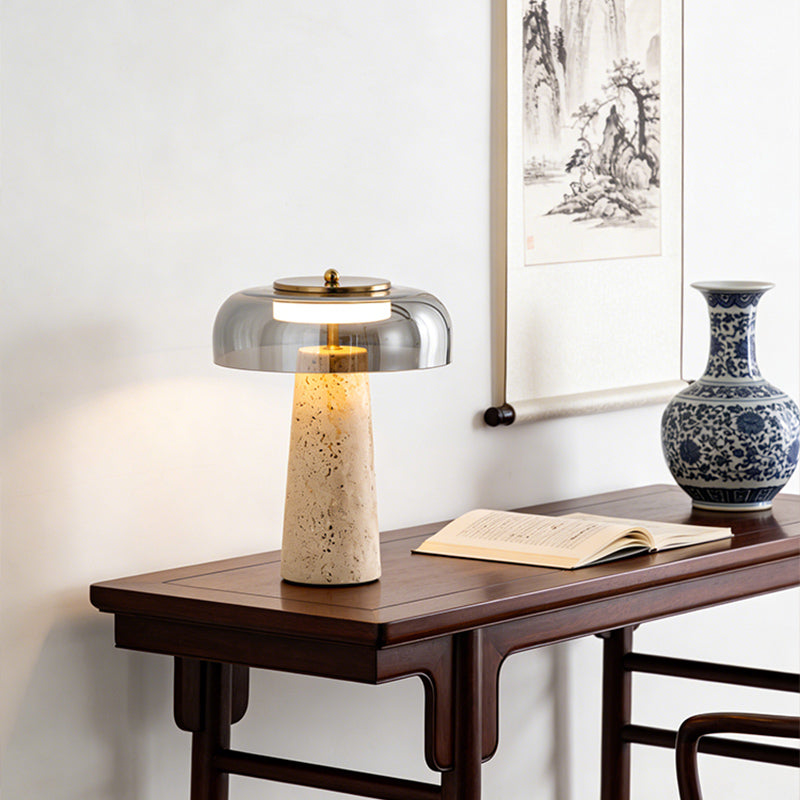 Yellow travertine table lamp