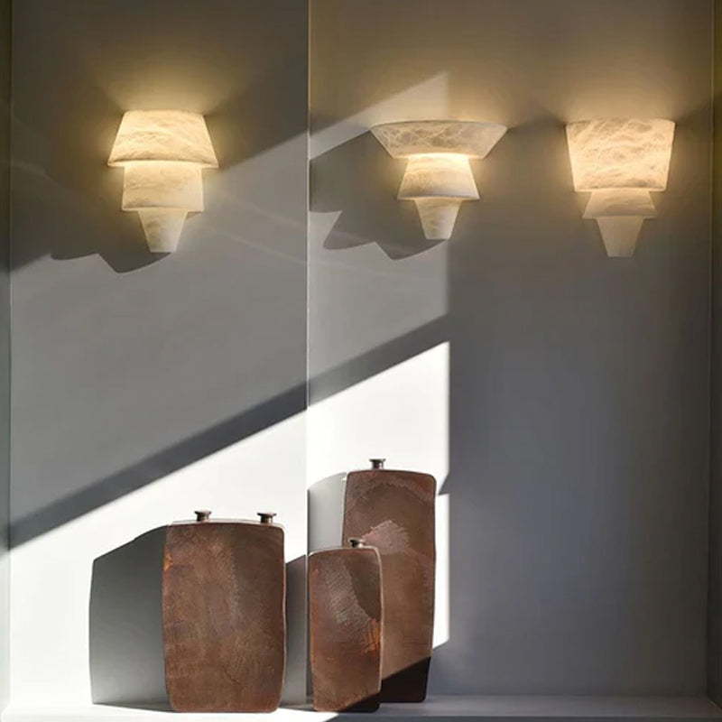 Brianna Alabaster Dining Table Pendant Modern Stacked Conical Pendant Light